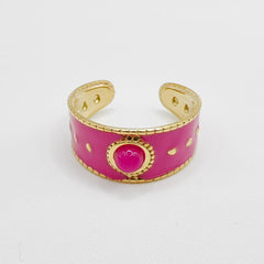 Wholesale Retro Geometric Open Rings Stainless Steel Titanium Enamel Plating Natural Stone 14k Gold Plated - coojewelry