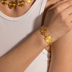 Wholesale Retro Roman Style Geometric Stainless Steel Plating 18K Gold Plated Bracelets - coojewelry