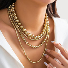 Wholesale Retro Simple Classic Round CCB Irregular Thick Women's Layered Necklaces - coojewelry