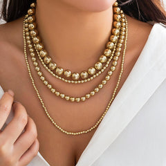 Wholesale Retro Simple Classic Round CCB Irregular Thick Women's Layered Necklaces - coojewelry