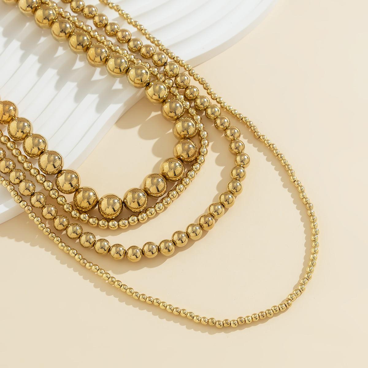 Wholesale Retro Simple Classic Round CCB Irregular Thick Women's Layered Necklaces - coojewelry