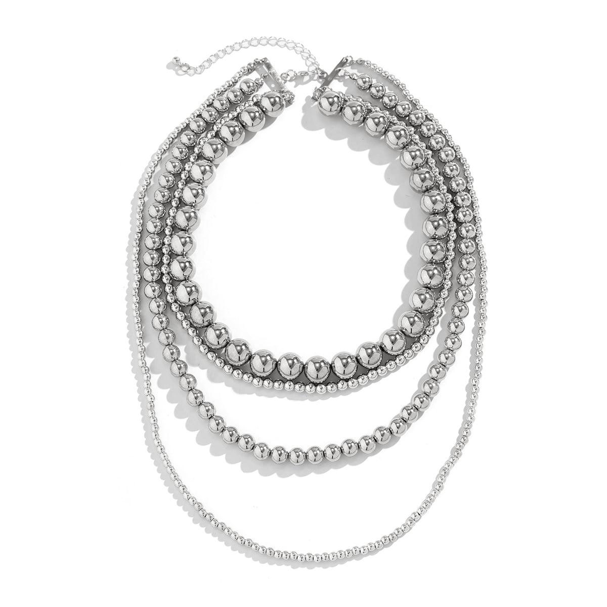 Wholesale Retro Simple Classic Round CCB Irregular Thick Women's Layered Necklaces - coojewelry