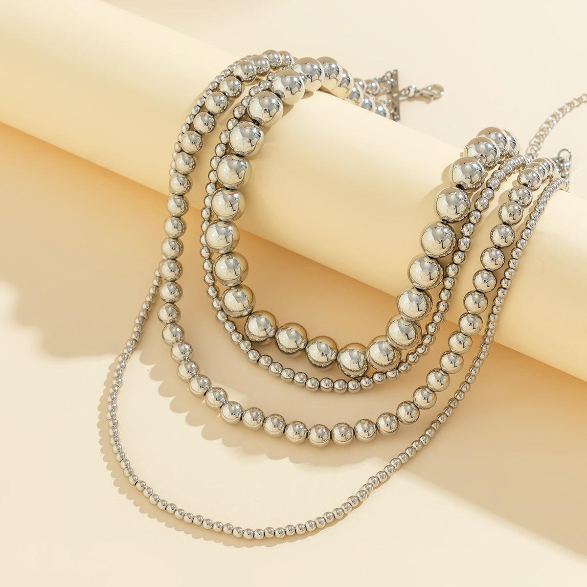 Wholesale Retro Simple Classic Round CCB Irregular Thick Women's Layered Necklaces - coojewelry