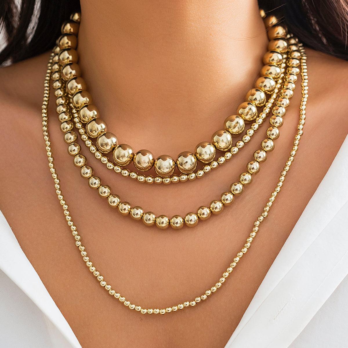 Wholesale Retro Simple Classic Round CCB Irregular Thick Women's Layered Necklaces - coojewelry