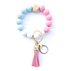 Wholesale Retro U Shape Leopard Wood Beaded Unisex Bag Pendant Keychain - coojewelry