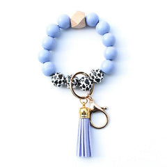 Wholesale Retro U Shape Leopard Wood Beaded Unisex Bag Pendant Keychain - coojewelry