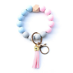 Wholesale Retro U Shape Leopard Wood Beaded Unisex Bag Pendant Keychain - coojewelry