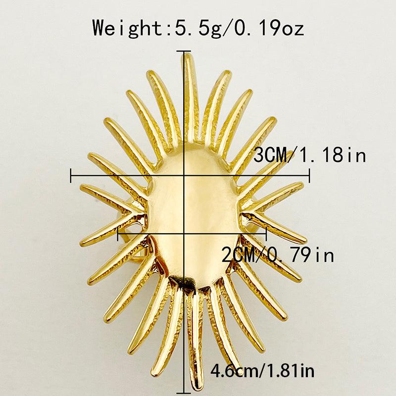 Wholesale Roman Style Sun Stainless Steel Open Rings Gold Plated - coojewelry