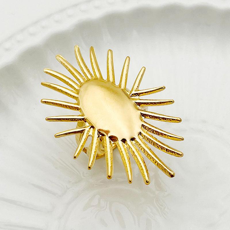 Wholesale Roman Style Sun Stainless Steel Open Rings Gold Plated - coojewelry
