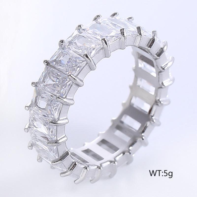 Wholesale Romantic Simple Stainless Steel Rings | Solid Color with Zircon Inlay, 18K Gold & Rose Gold Plated - coojewelry