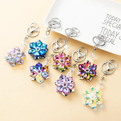 Wholesale Shiny Flower Artificial Crystal Bag Pendant Keychain - coojewelry