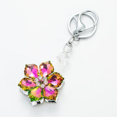 Wholesale Shiny Flower Artificial Crystal Bag Pendant Keychain - coojewelry