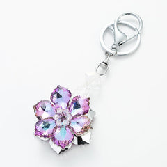 Wholesale Shiny Flower Artificial Crystal Bag Pendant Keychain - coojewelry