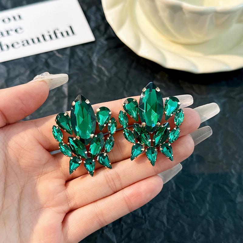 Wholesale Shiny Geometric Inlay Alloy Rhinestone Ear Studs - coojewelry