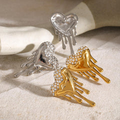 Wholesale Simple Classic Heart Shape Plating 316 Stainless Steel 18K Gold Plated Ear Studs for Women - coojewelry