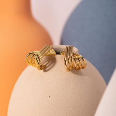 Wholesale Simple Classic Solid Color Plating 304 Stainless Steel 18K Gold Plated Ear Studs for Women - coojewelry