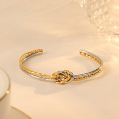 Wholesale Simple Classic Style Knot Twist Stainless Steel Plating 18K Gold Plated Bracelets - coojewelry