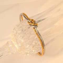 Wholesale Simple Classic Style Knot Twist Stainless Steel Plating 18K Gold Plated Bracelets - coojewelry