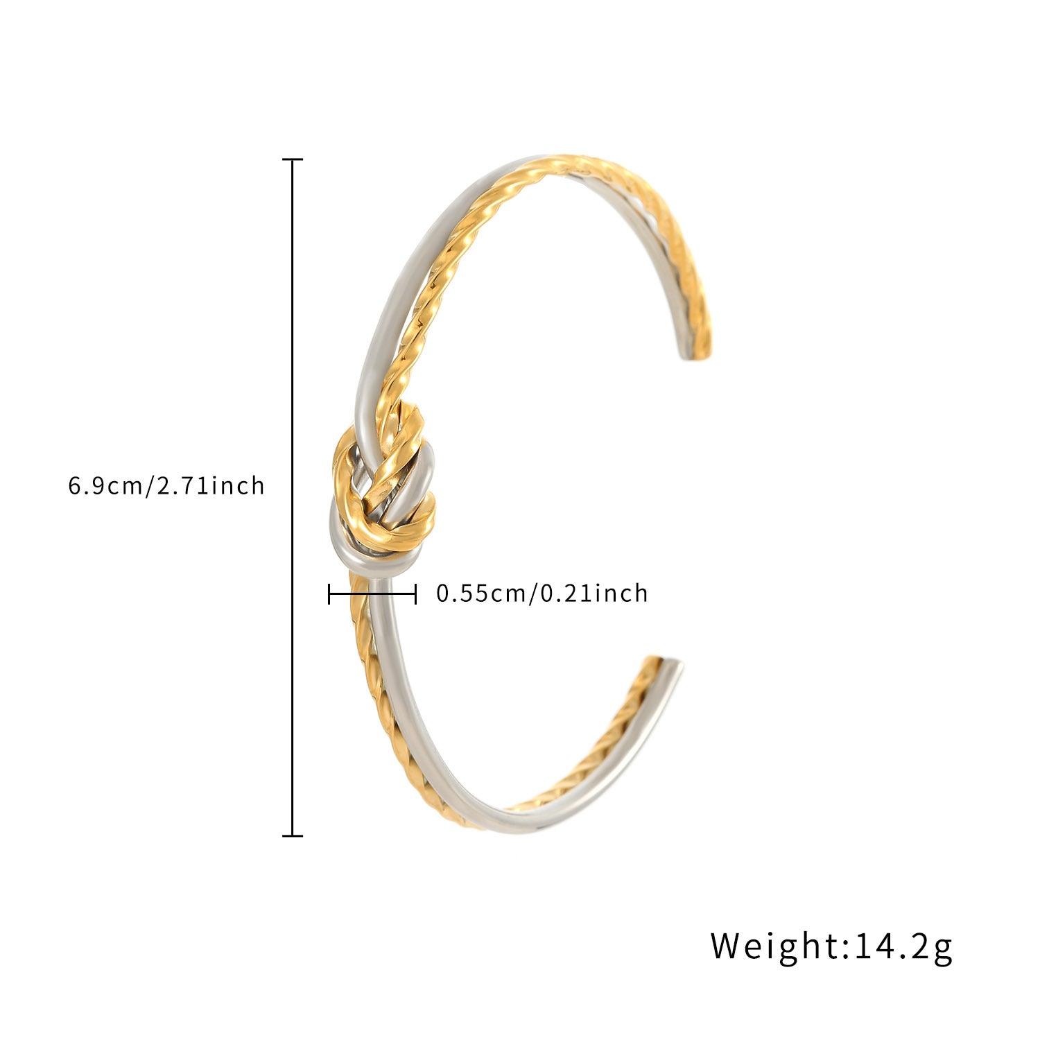 Wholesale Simple Classic Style Knot Twist Stainless Steel Plating 18K Gold Plated Bracelets - coojewelry