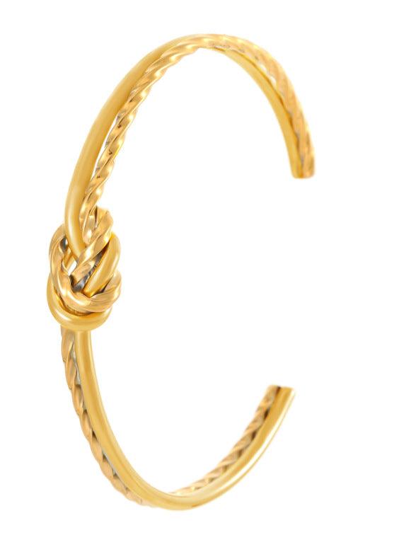 Wholesale Simple Classic Style Knot Twist Stainless Steel Plating 18K Gold Plated Bracelets - coojewelry
