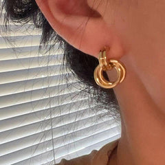 Wholesale Simple Classic Style Solid Color Plating Titanium Steel Ear Studs for Women - coojewelry