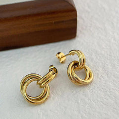 Wholesale Simple Classic Style Solid Color Plating Titanium Steel Ear Studs for Women - coojewelry