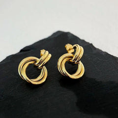 Wholesale Simple Classic Style Solid Color Plating Titanium Steel Ear Studs for Women - coojewelry