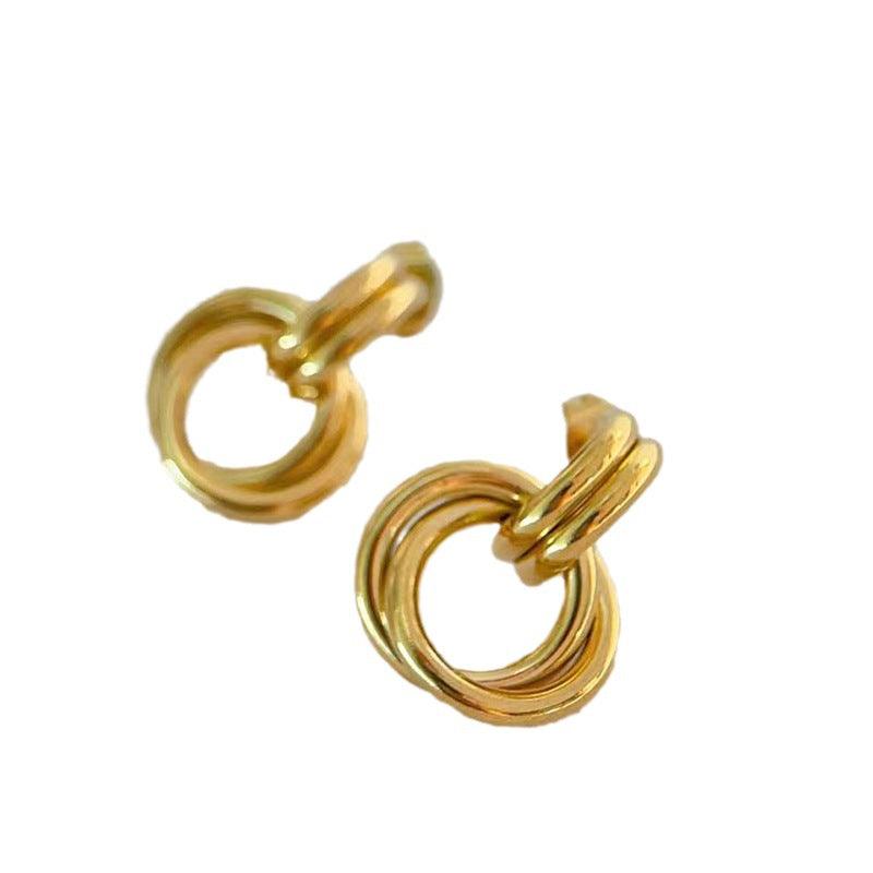 Wholesale Simple Classic Style Solid Color Plating Titanium Steel Ear Studs for Women - coojewelry
