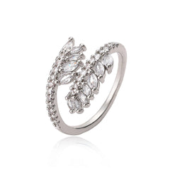 Wholesale Simple Commute Geometric Copper Open Rings 18K Gold Plated with Zircon Inlay - coojewelry
