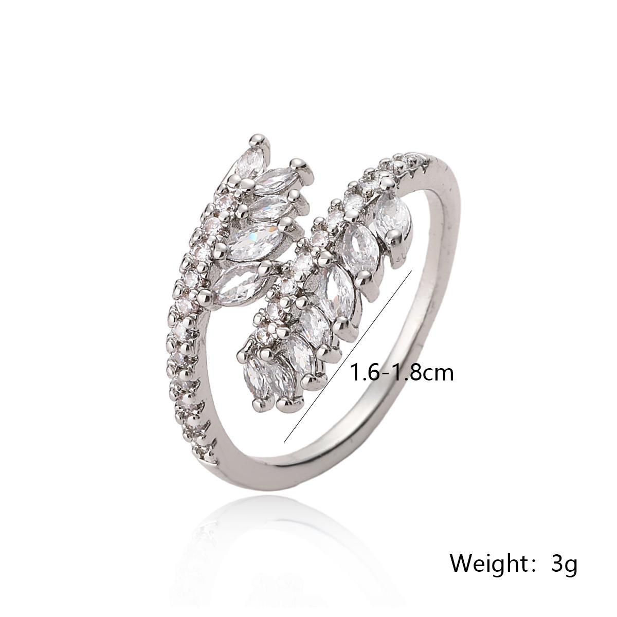 Wholesale Simple Commute Geometric Copper Open Rings 18K Gold Plated with Zircon Inlay - coojewelry