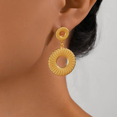 Wholesale Simple Shiny Solid Color Plating Inlay 201 Stainless Steel Artificial Pearls 18K Gold Plated Drop Earrings - coojewelry
