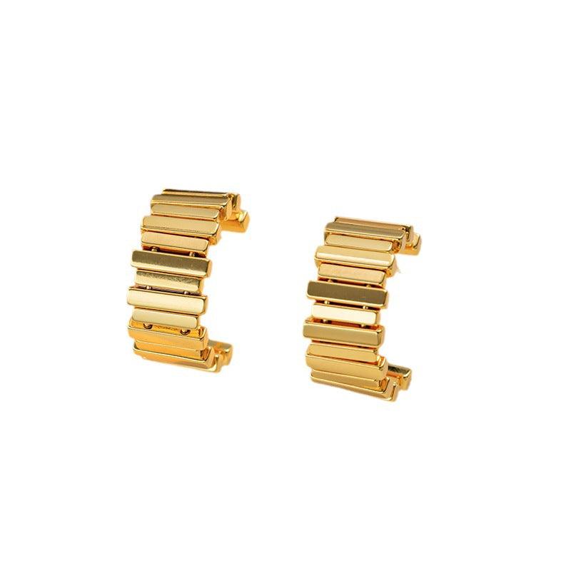 Wholesale Simple Style C Shape Irregular Titanium Steel Ear Studs - coojewelry