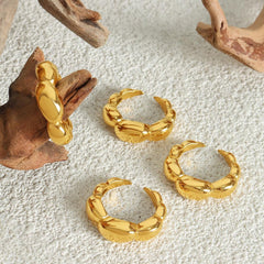 Wholesale Simple Style C Shape Titanium Steel Open Rings 18K Gold Plated - coojewelry