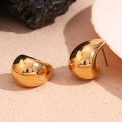 Wholesale Simple Style Classic C Shape Ear Studs Stainless Steel 18K Gold Plated - coojewelry