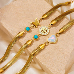 Wholesale Simple Style Classic Color Block Bracelets Titanium Steel with Zircon Inlay - coojewelry