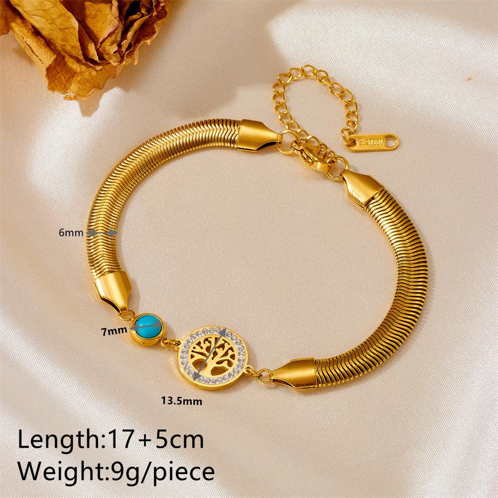 Wholesale Simple Style Classic Color Block Bracelets Titanium Steel with Zircon Inlay - coojewelry