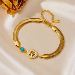 Wholesale Simple Style Classic Color Block Bracelets Titanium Steel with Zircon Inlay - coojewelry