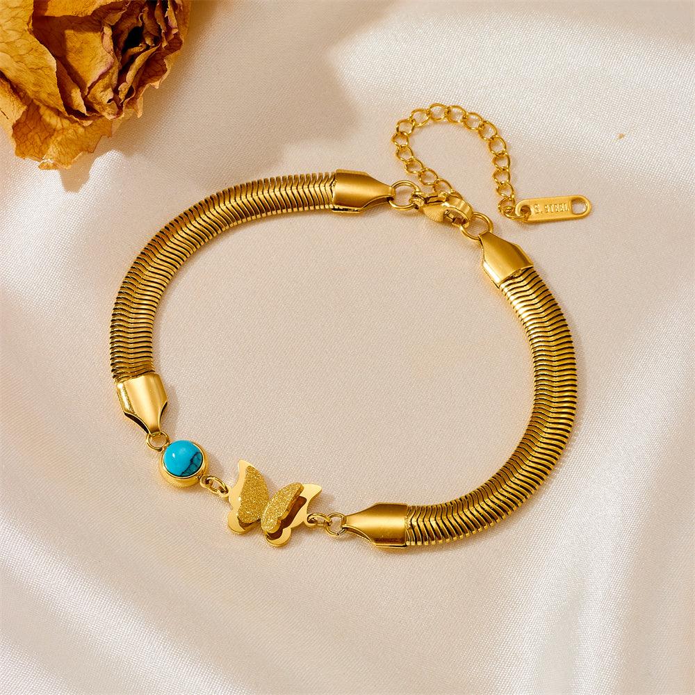 Wholesale Simple Style Classic Color Block Bracelets Titanium Steel with Zircon Inlay - coojewelry