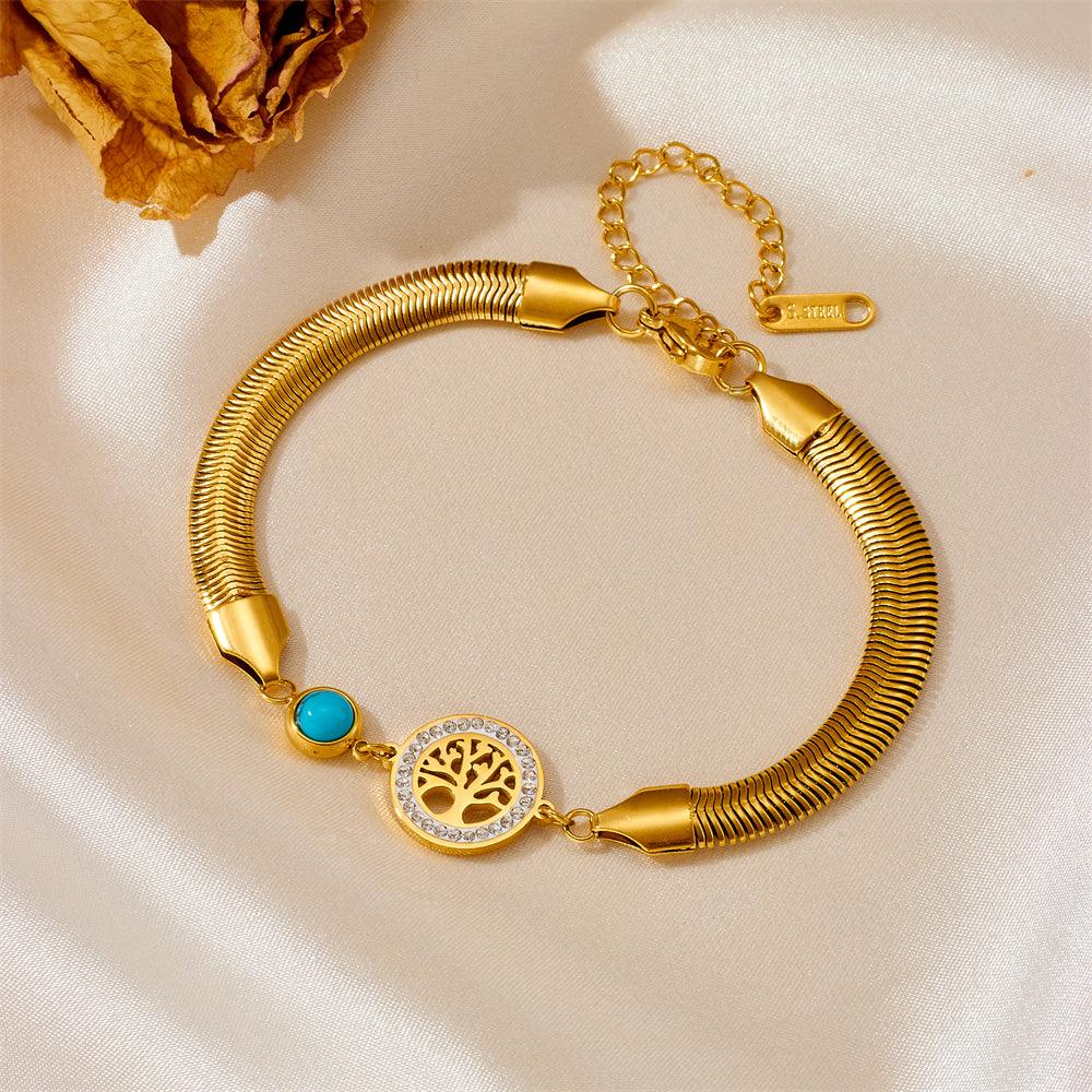 Wholesale Simple Style Classic Color Block Bracelets Titanium Steel with Zircon Inlay - coojewelry