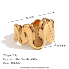 Wholesale Simple Style Classic Irregular Open Rings Stainless Steel 18k Gold Plated - coojewelry