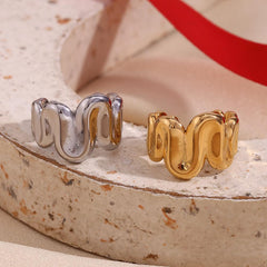 Wholesale Simple Style Classic Irregular Open Rings Stainless Steel 18k Gold Plated - coojewelry