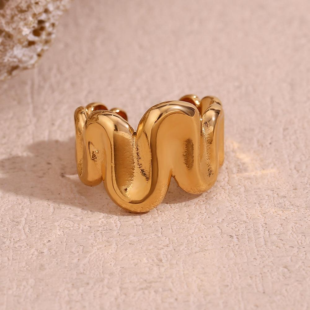 Wholesale Simple Style Classic Irregular Open Rings Stainless Steel 18k Gold Plated - coojewelry