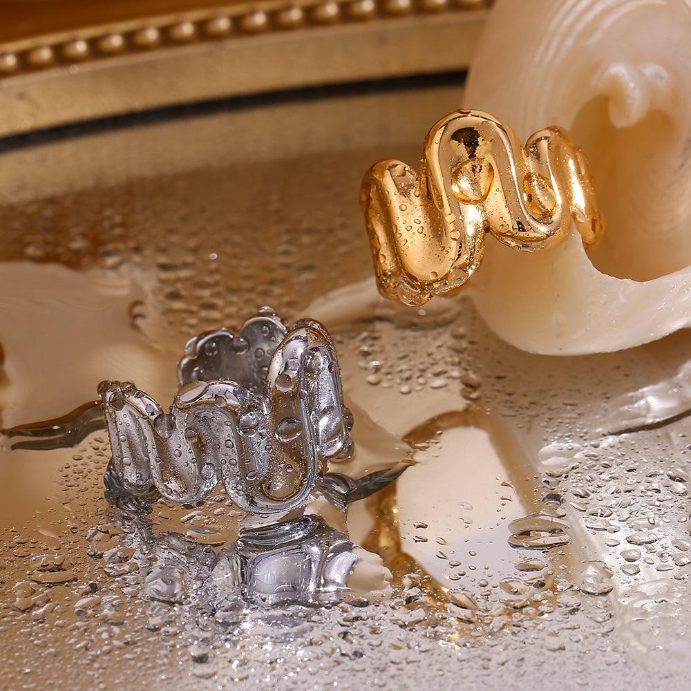 Wholesale Simple Style Classic Irregular Open Rings Stainless Steel 18k Gold Plated - coojewelry