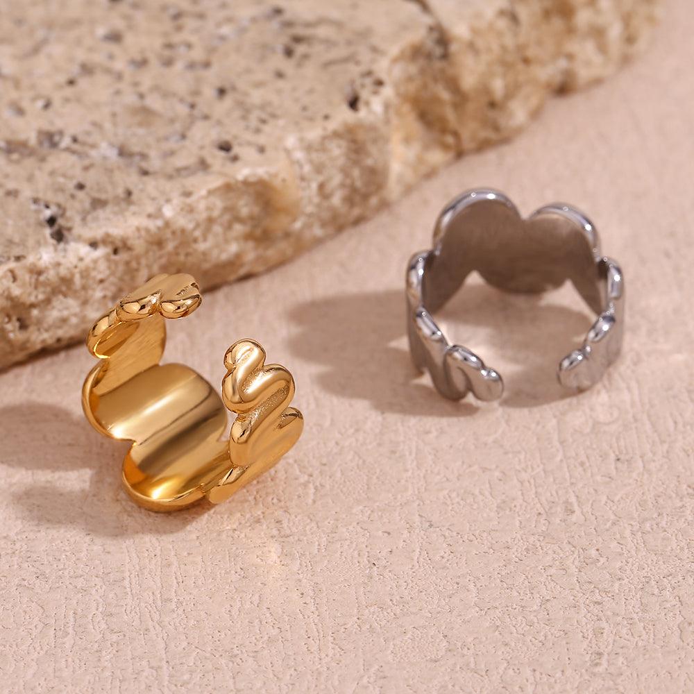 Wholesale Simple Style Classic Irregular Open Rings Stainless Steel 18k Gold Plated - coojewelry