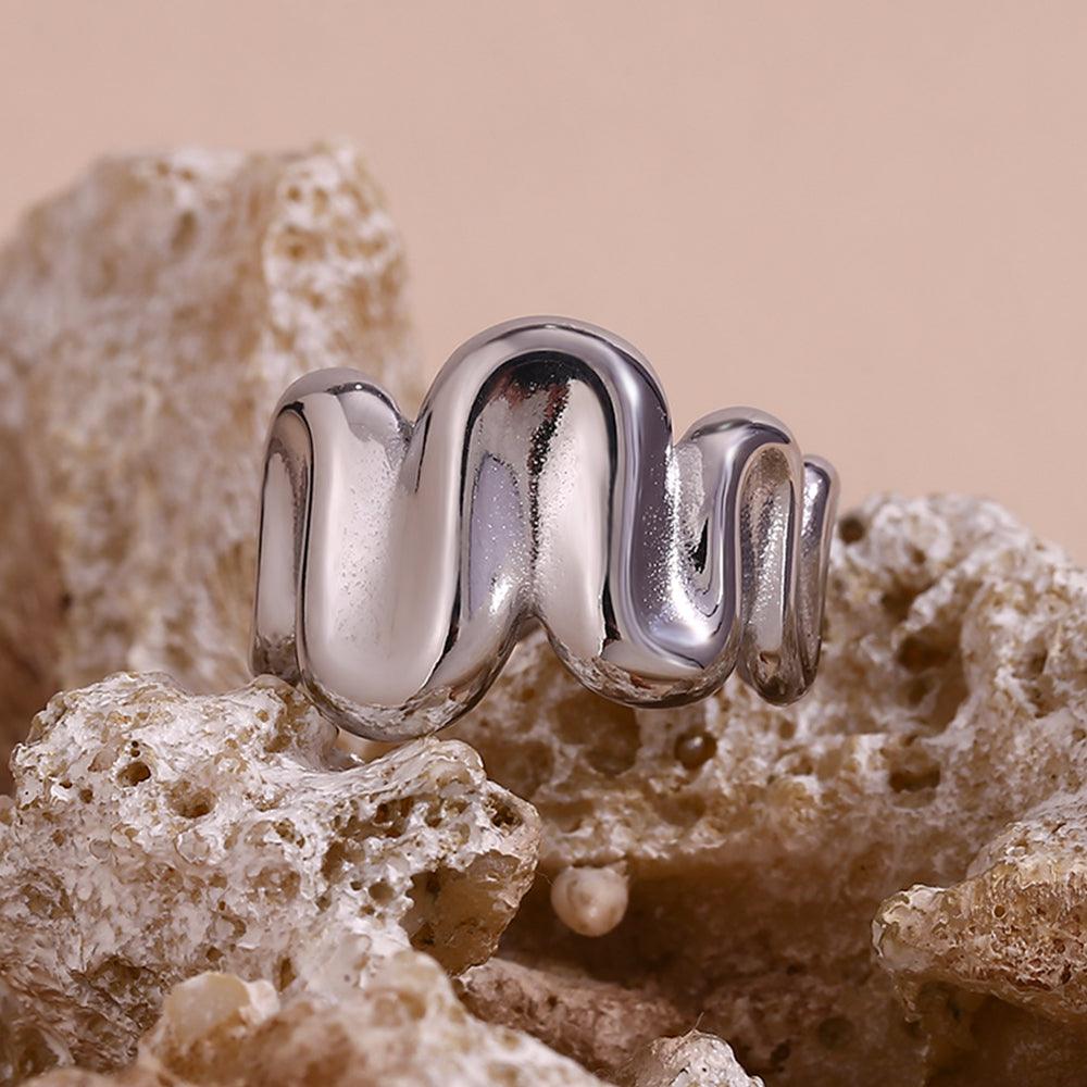 Wholesale Simple Style Classic Irregular Open Rings Stainless Steel 18k Gold Plated - coojewelry