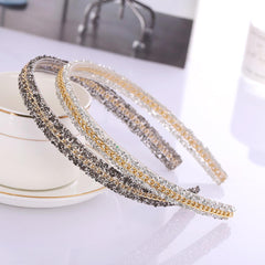 Wholesale Simple Style Color Block Plastic Rhinestone Hair Band - coojewelry