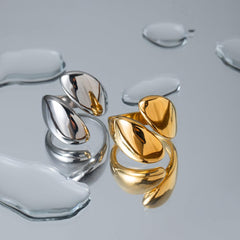 Wholesale Simple Style Commute Asymmetrical Rings Stainless Steel with 18k Gold Plating - coojewelry