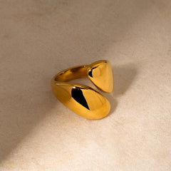 Wholesale Simple Style Commute Asymmetrical Rings Stainless Steel with 18k Gold Plating - coojewelry