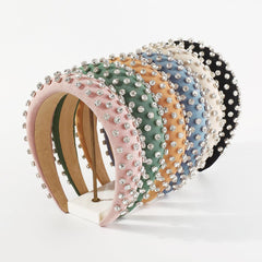 Wholesale Simple Style Commute Color Block Solid Color Cloth Handmade Inlay Rhinestones Hair Band - coojewelry