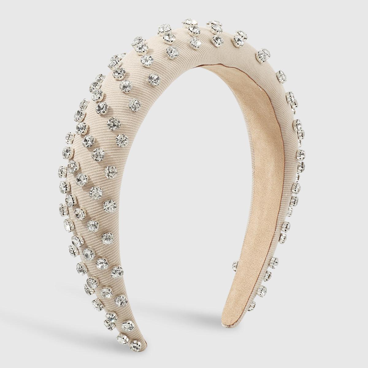 Wholesale Simple Style Commute Color Block Solid Color Cloth Handmade Inlay Rhinestones Hair Band - coojewelry